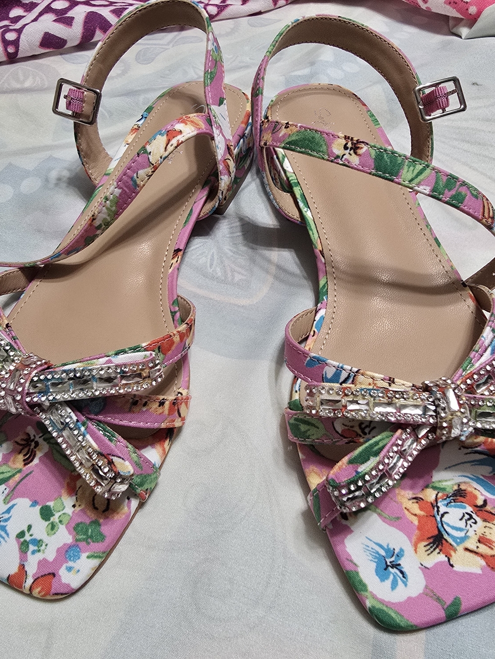 Sophia Taylor Rhinestone Sandals in Pink & Green US 8M